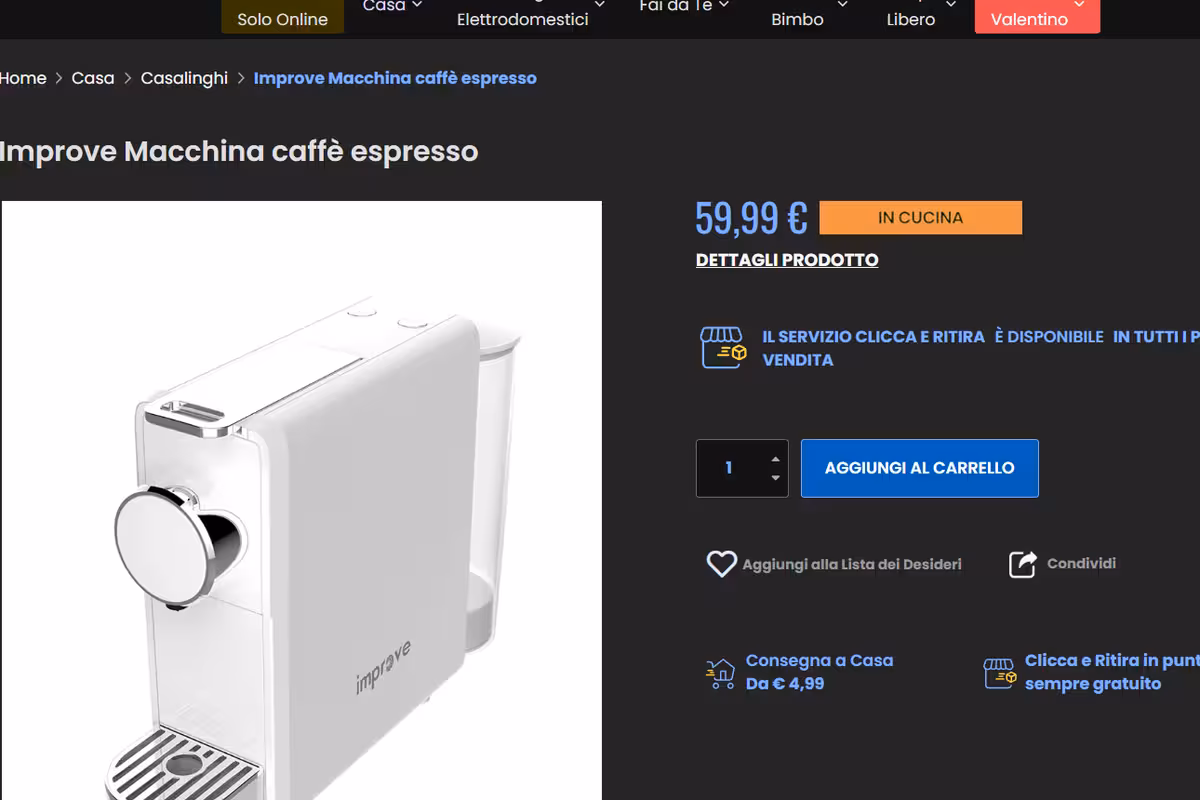 macchina da caffè offerta eurospin